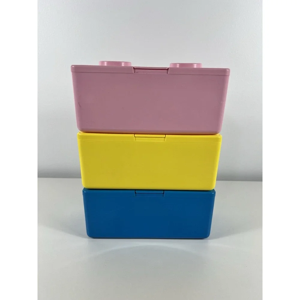 Vtg Chubs Stackables 3 Building Blocks Canister Baby Wipe Containers (Empty)